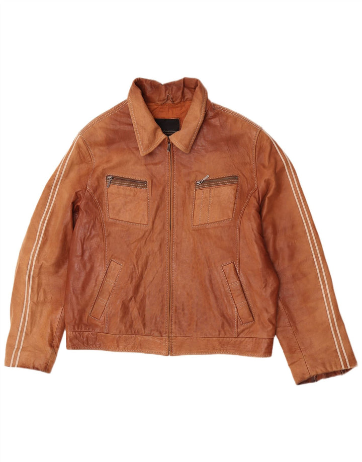 Jaqueta de couro masculina David Moore IT 54 2XL Marrom
