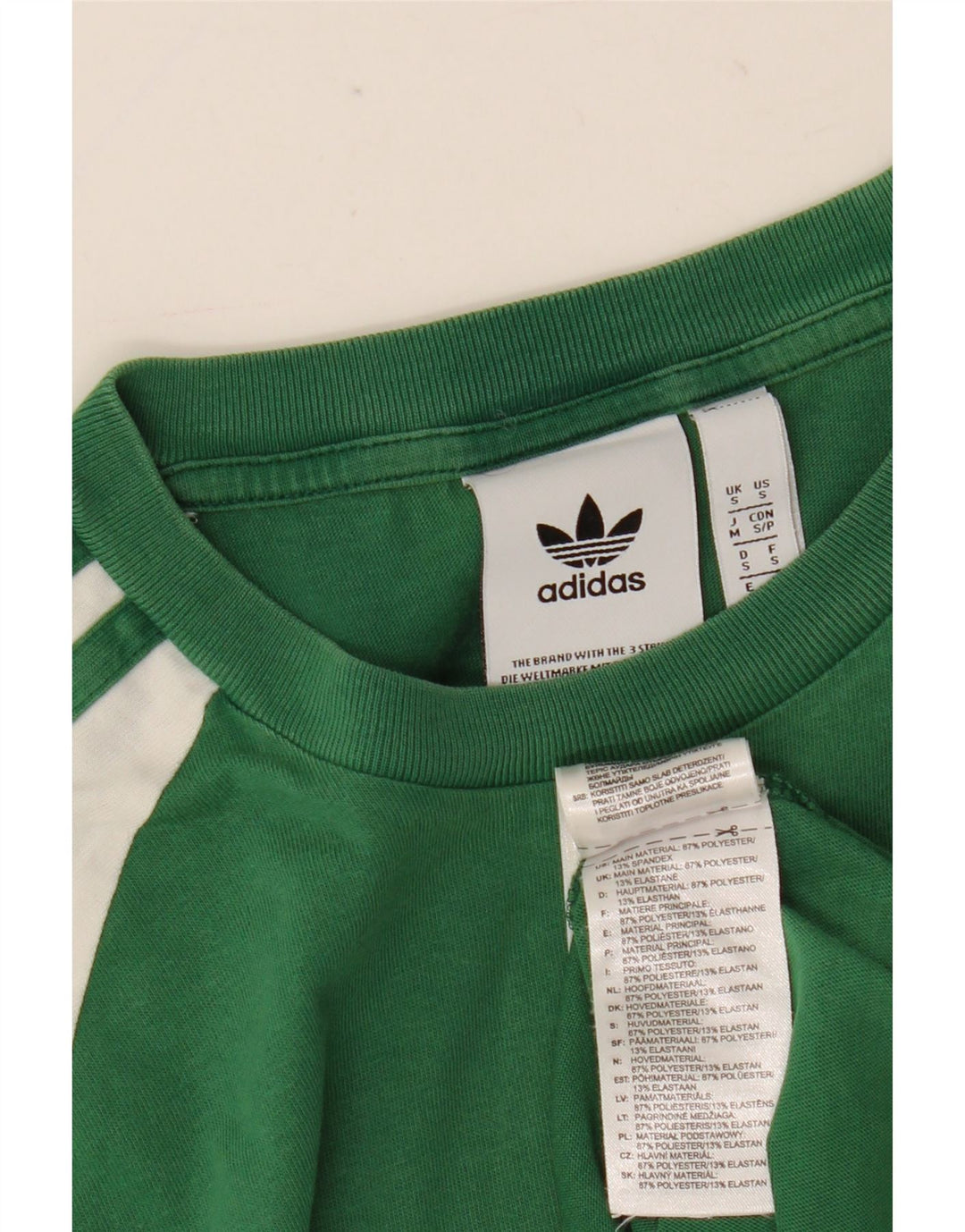 Adidas Mens Camiseta Top Pequeno Verde Colorblock Poliéster