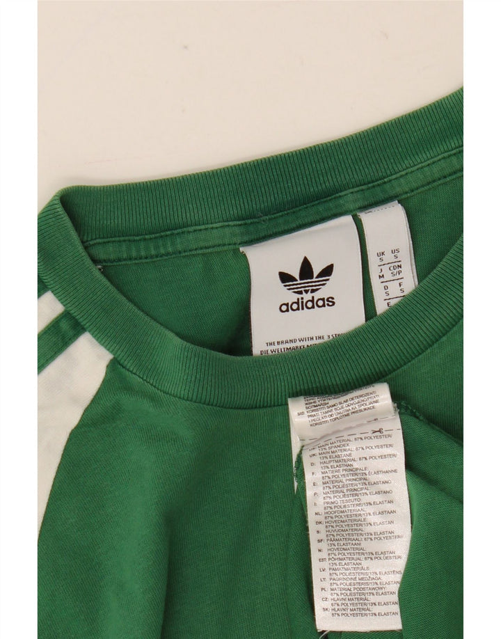 Adidas Mens Camiseta Top Pequeno Verde Colorblock Poliéster