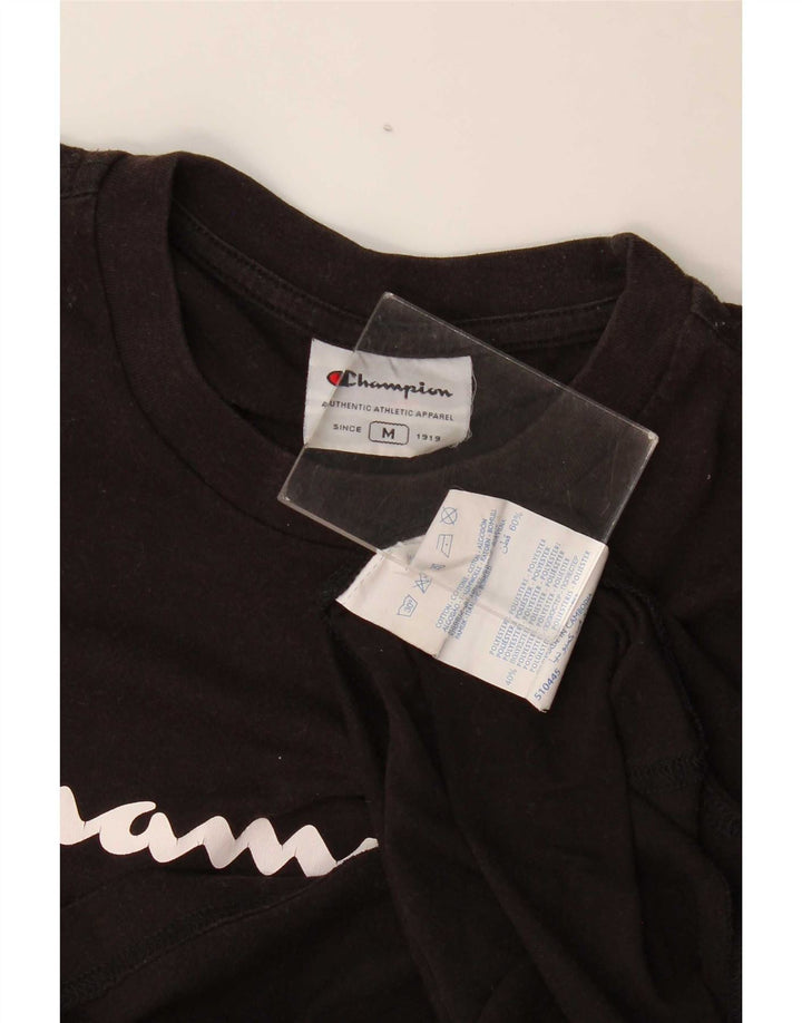 Camiseta gráfica masculina Champion de algodão preto médio