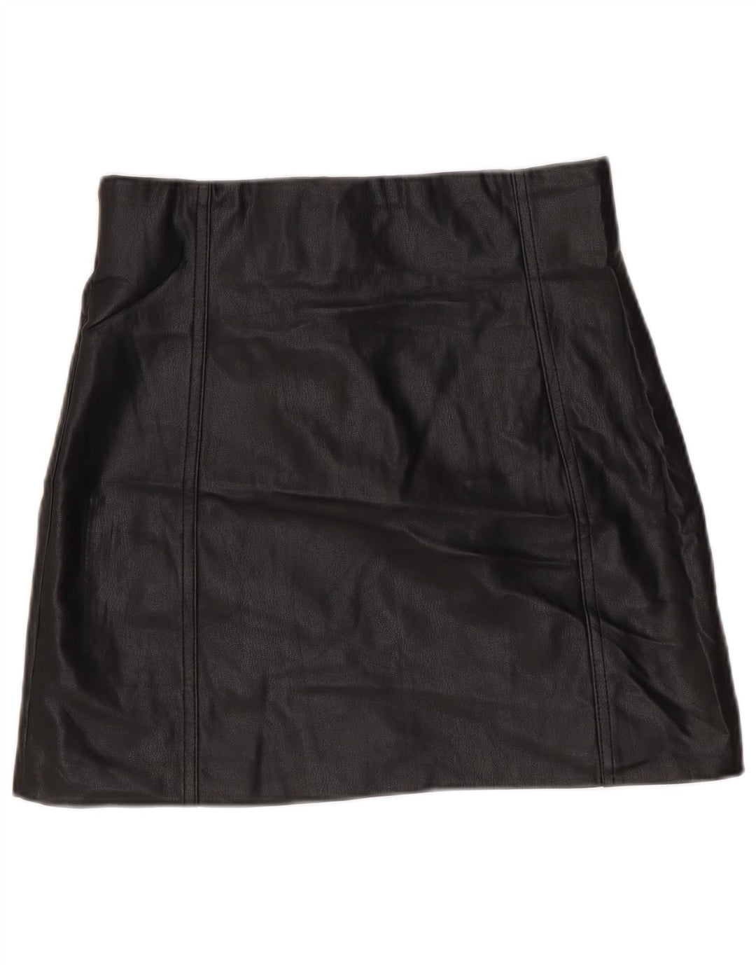 Zara mini saia feminina de couro sintético pequena W26 poliuretano preto