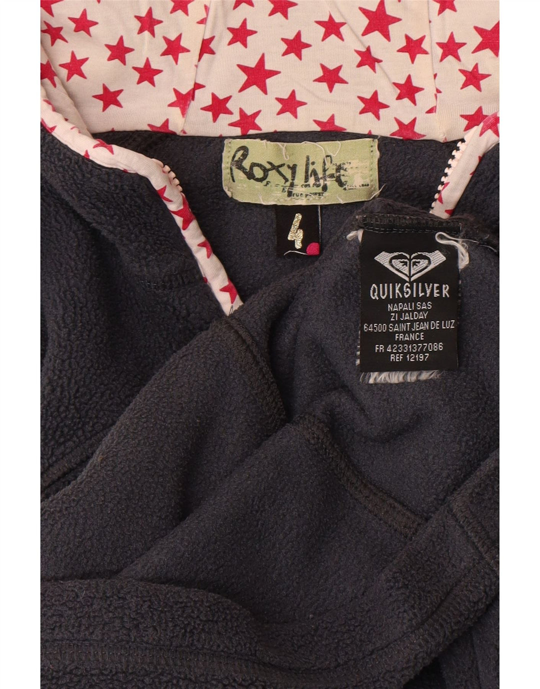 Jaqueta de lã com capuz Roxy feminina Quiksilver EUA 4 poliéster azul marinho pequeno