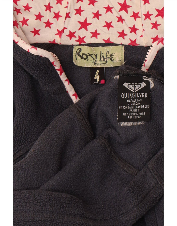 Jaqueta de lã com capuz Roxy feminina Quiksilver EUA 4 poliéster azul marinho pequeno