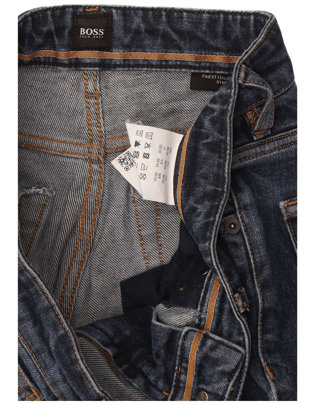 Hugo Boss Masculino Slim Straight Jeans W30 L32 Azul Marinho