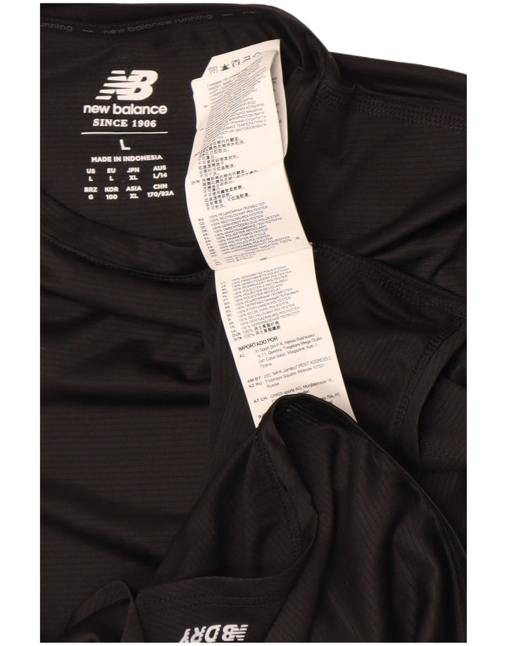 Top feminino New Balance manga comprida UK 16 grande poliéster preto