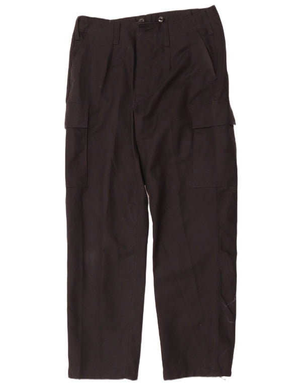 Calças cargo retas masculinas vintage W34 L32 algodão preto