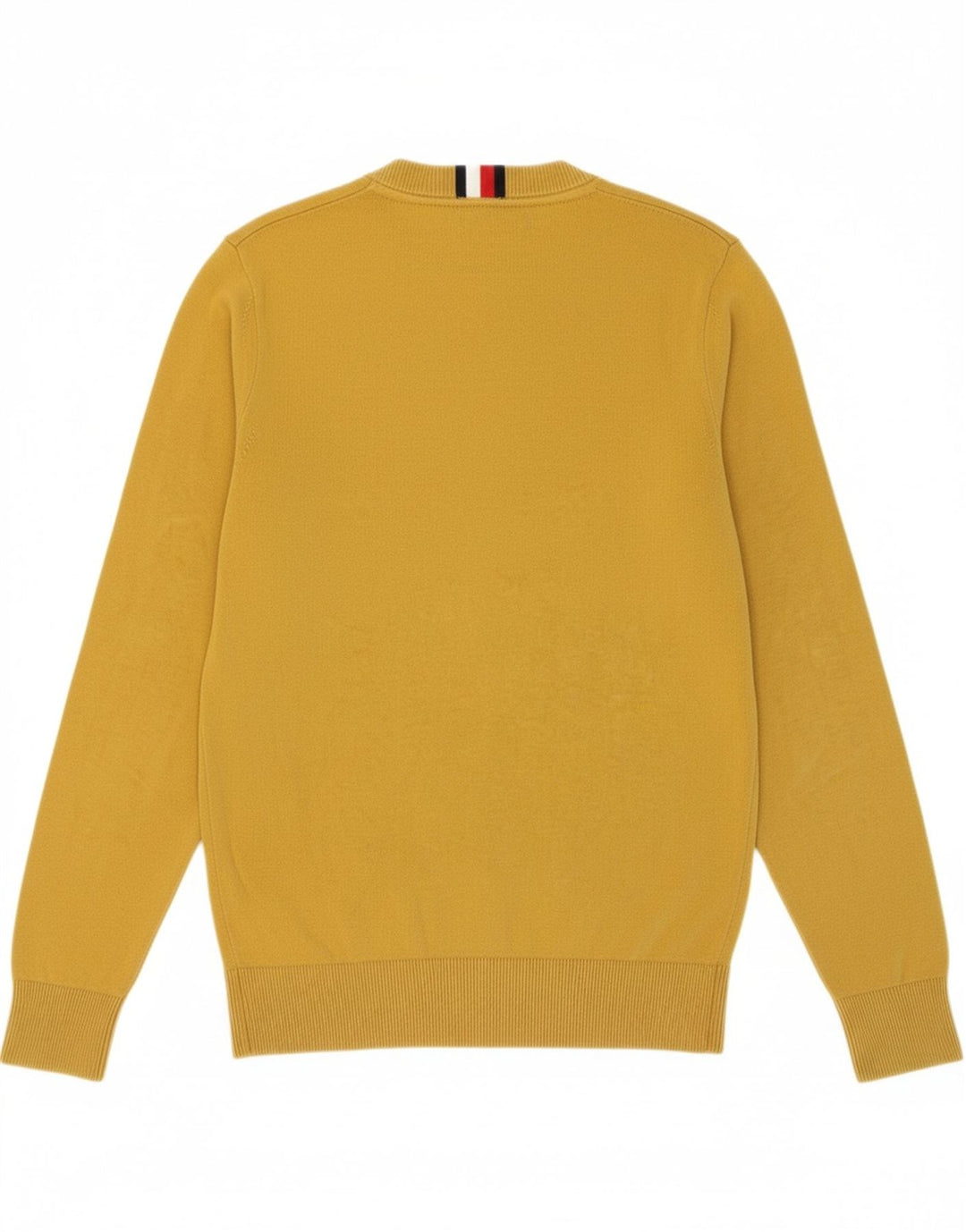 TOMMY HILFIGER Mens Graphic Crew Neck Jumper Sweater Medium Yellow Cotton Vintage Tommy Hilfiger and Second-Hand Tommy Hilfiger from Messina Hembry 