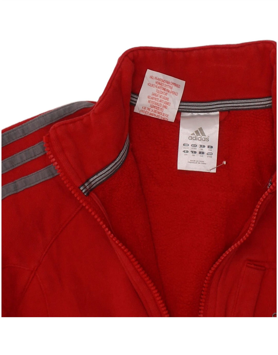 ADIDAS Meninos Treino Top Jaqueta 3-4 Anos Algodão Vermelho