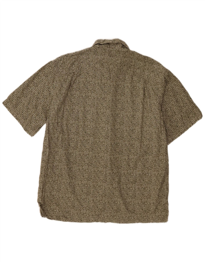 Camisa masculina de manga curta L.L.Bean algodão geométrico cáqui médio