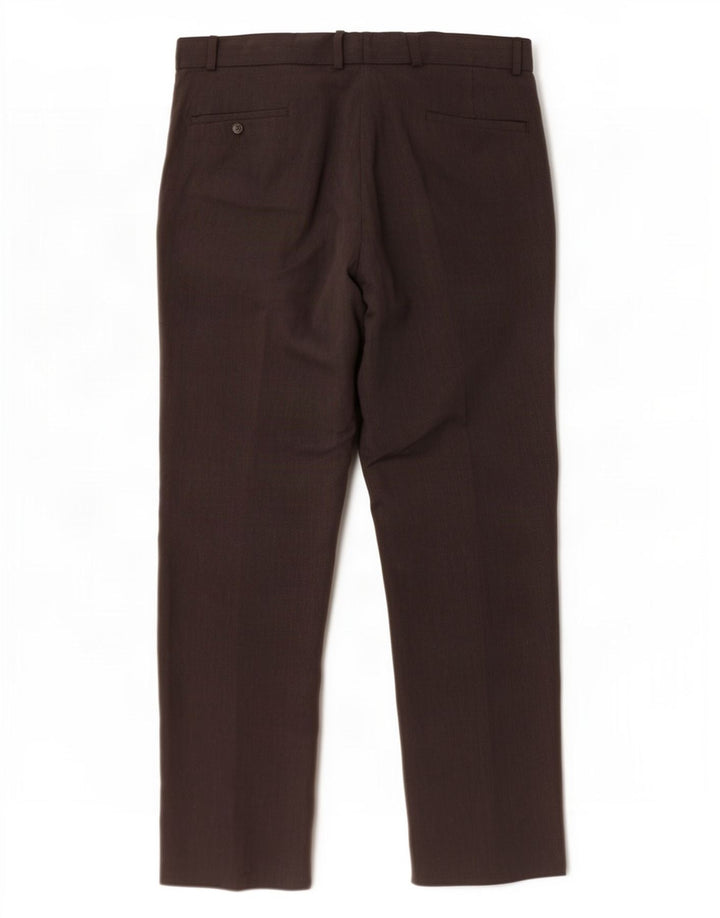 Calça masculina Marks & Spencer com pegged terno W44 L31 poliéster marrom