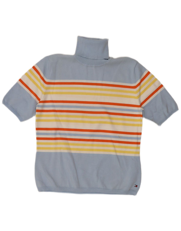 Suéter feminino Tommy Hilfiger com gola redonda e listrado azul grande UK 14