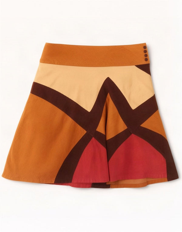 Principles Womens A-Line Saia UK 12 Médio W30 Marrom Colorblock Algodão