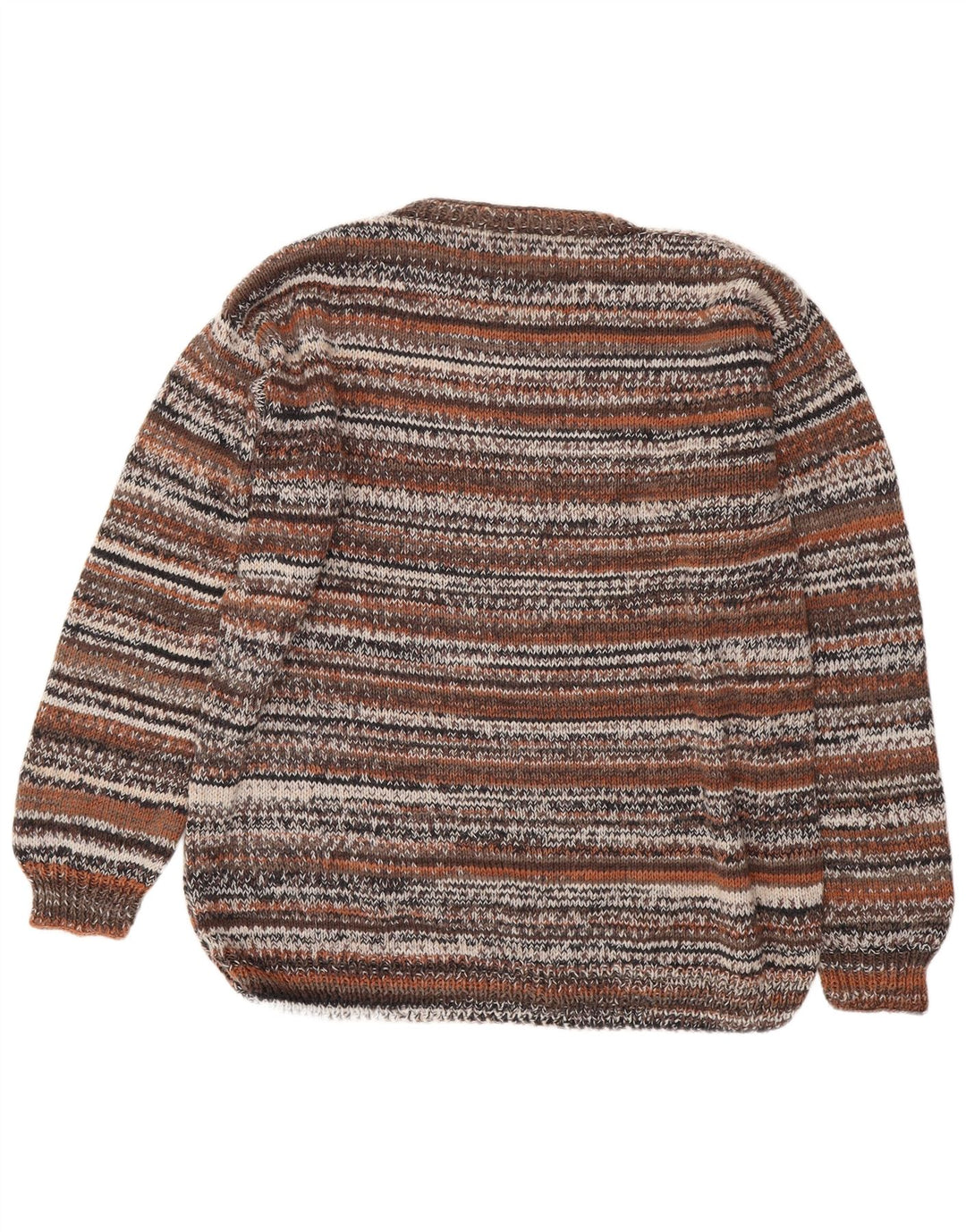 Suéter masculino vintage com gola redonda 2XL listrado marrom