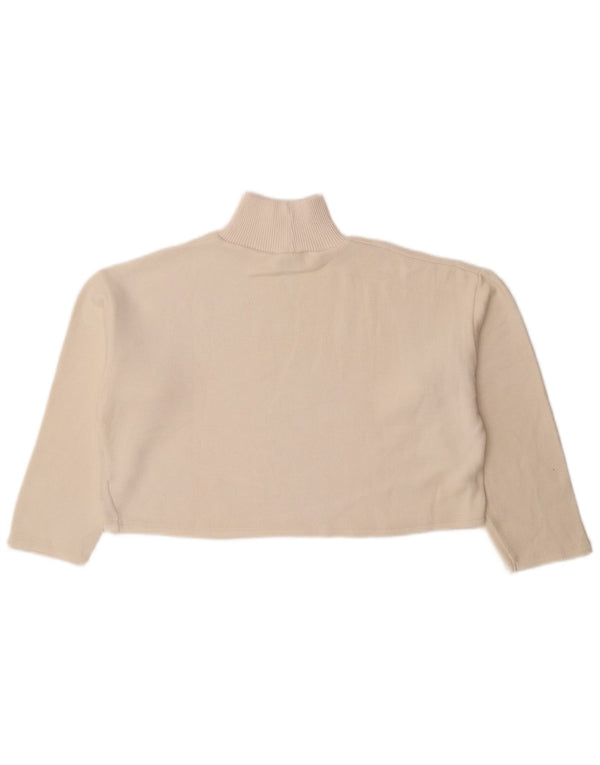 Suéter feminino Zara com gola alta e gola tartaruga, tamanho pequeno, branco