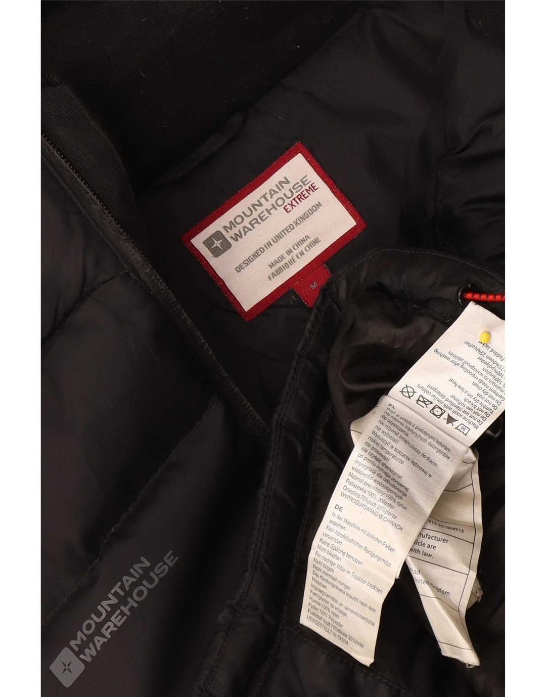Jaqueta masculina acolchoada com capuz Mountain Warehouse UK 38 nylon preto médio