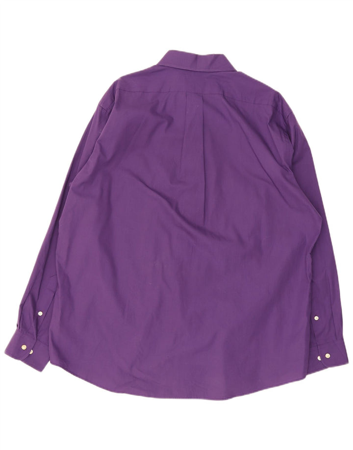 Camisa masculina Chaps Slim Fit tamanho 18 2XL algodão roxo