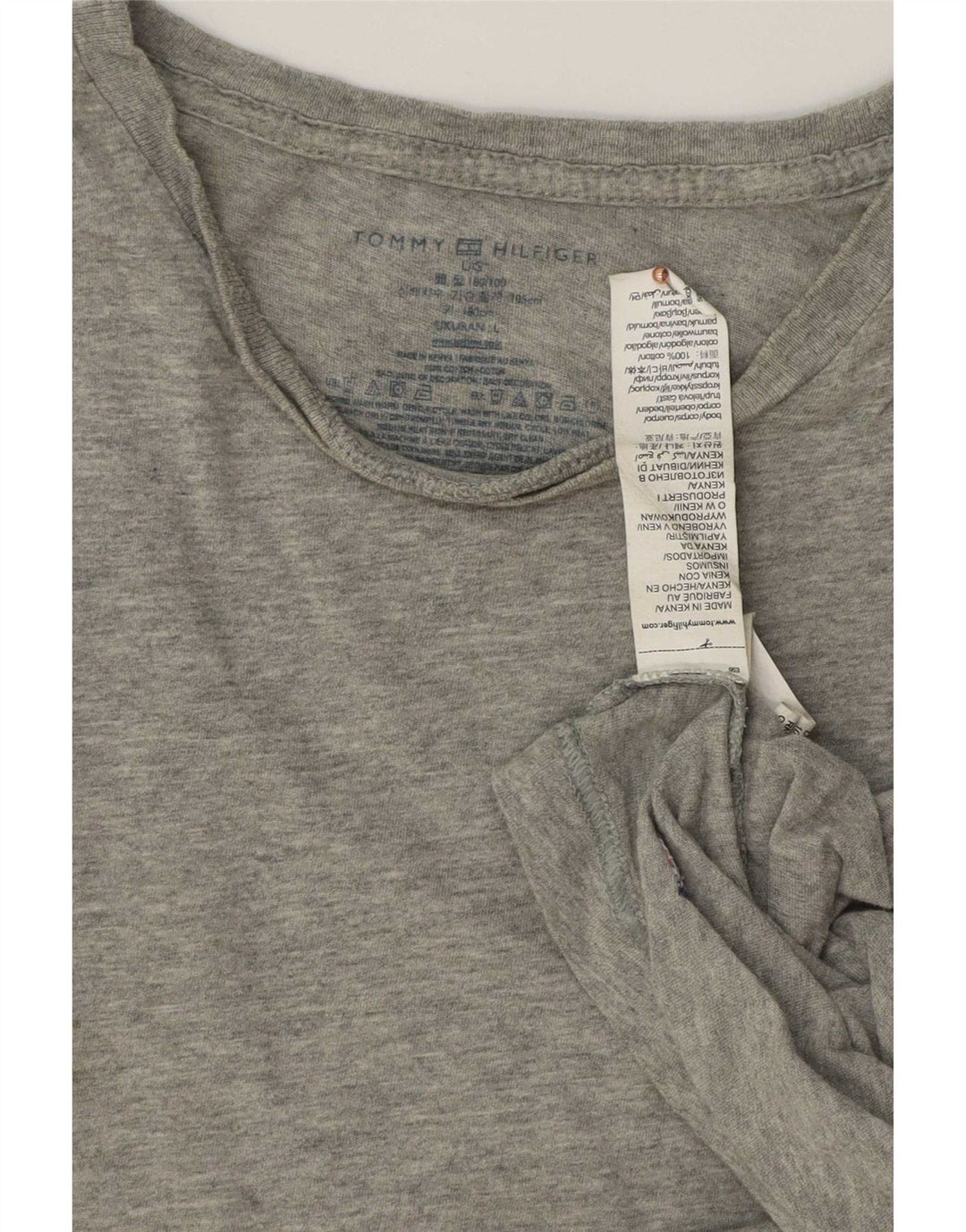 Tommy Hilfiger Camiseta masculina grande algodão cinza
