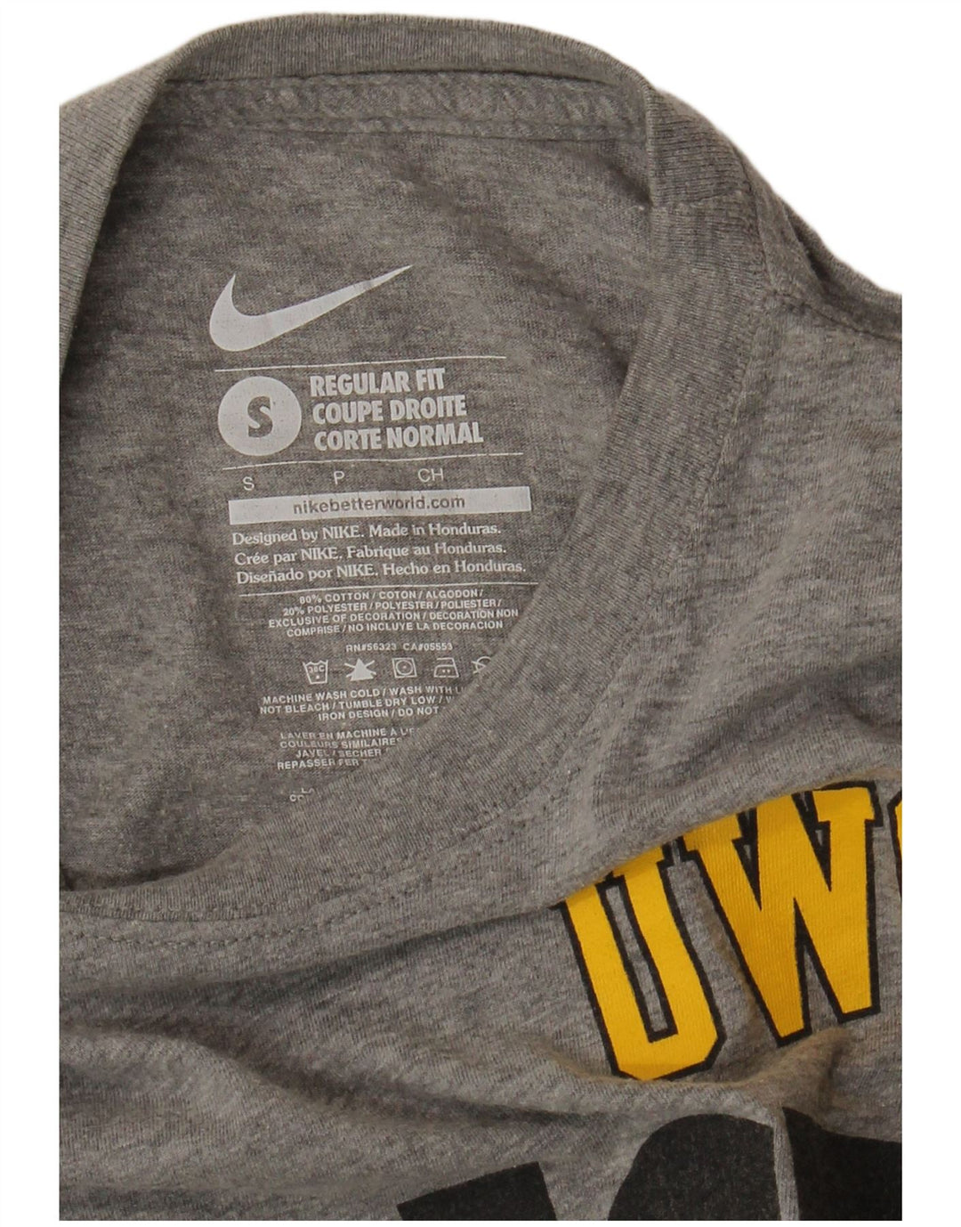 Top gráfico masculino NIKE Regular Fit manga comprida pequeno algodão cinza