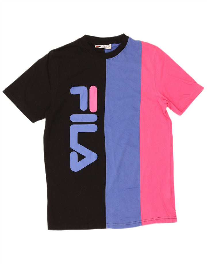 Fila Mens Graphic T-Shirt Top Pequeno Multicolorido Colorblock Algodão