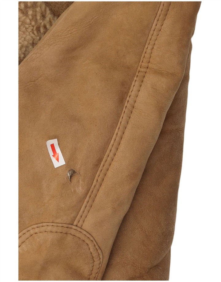 Jaqueta bomber masculina vintage Shearling UE 50 grande bege shearling