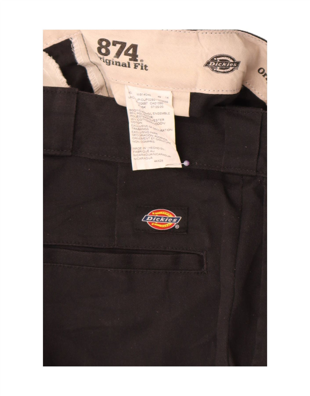 Calças masculinas Dickies 874 Original Fit W44 L23 poliéster preto