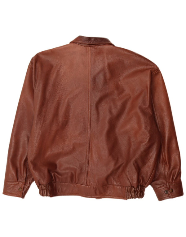Jaqueta de couro masculina vintage UK 40 grande marrom