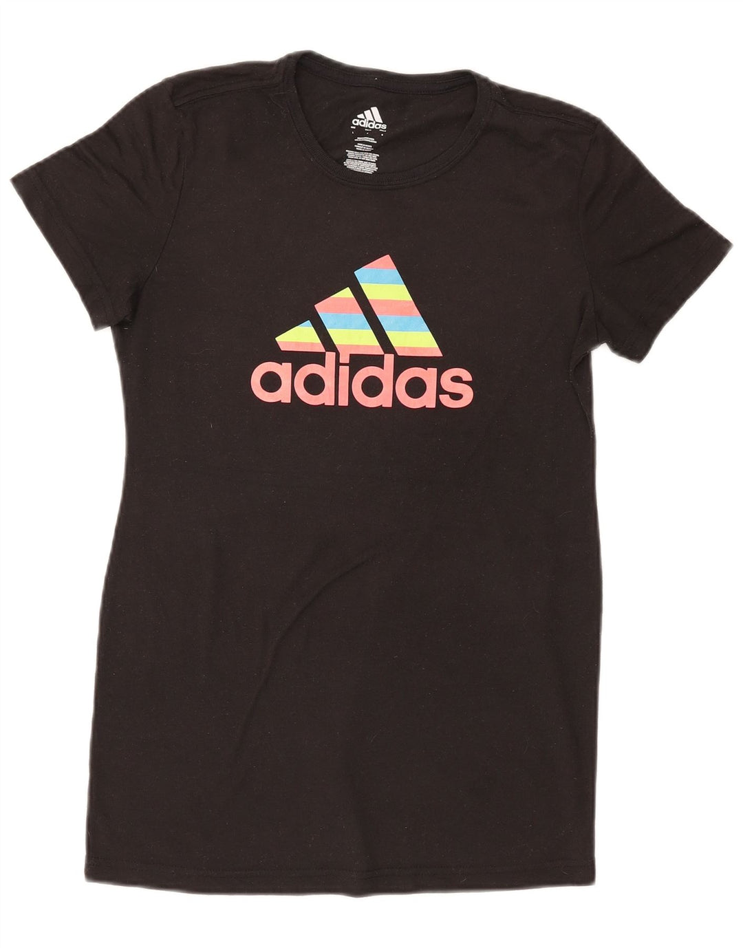Camiseta feminina ADIDAS com estampa gráfica UK 14 grande poliéster preto
