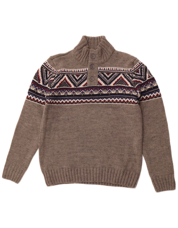 Suéter masculino SOUTHERN com decote em botão 2XL cinza Fair Isle acrílico