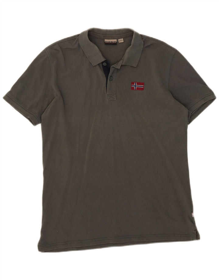 Camisa polo masculina Napapijri médio cáqui