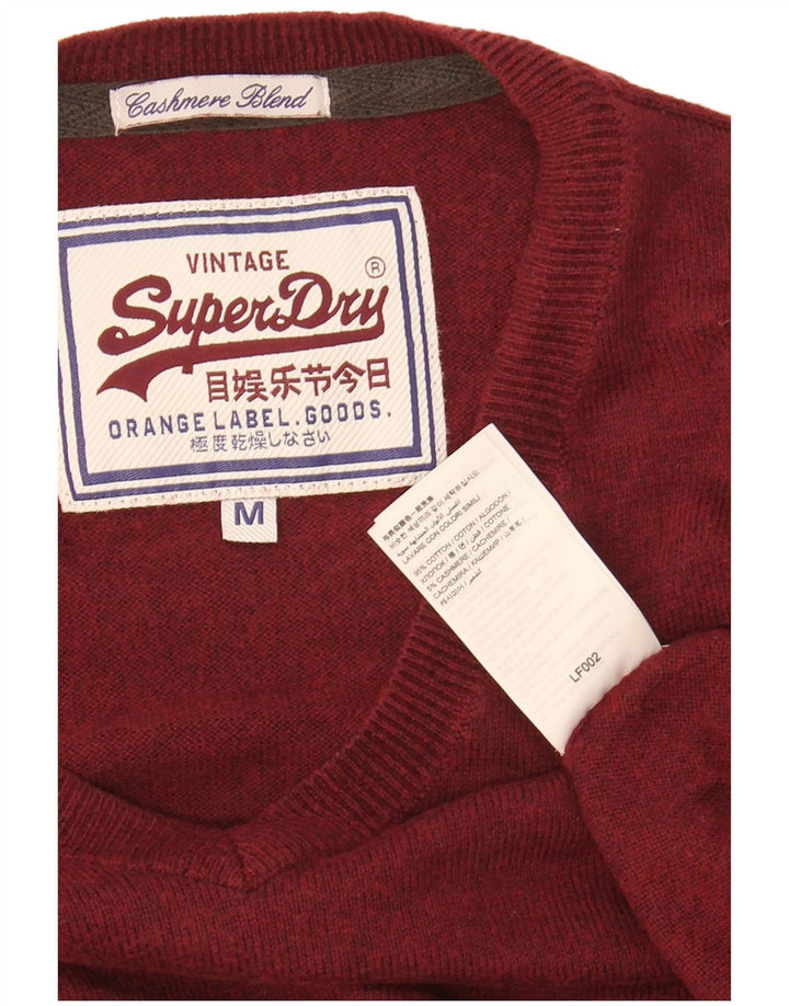 Suéter masculino SUPERDRY com decote em V, algodão marrom médio