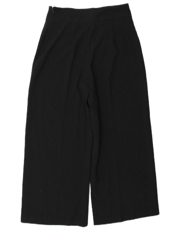 Zara Calça feminina casual cintura alta perna larga médio W28 L26 preta