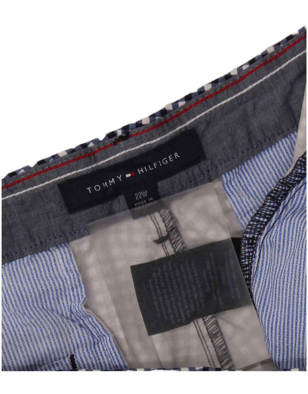 Calças cortadas masculinas TOMMY HILFIGER EUA 22 3XL W46 L27 Azul marinho Guingham