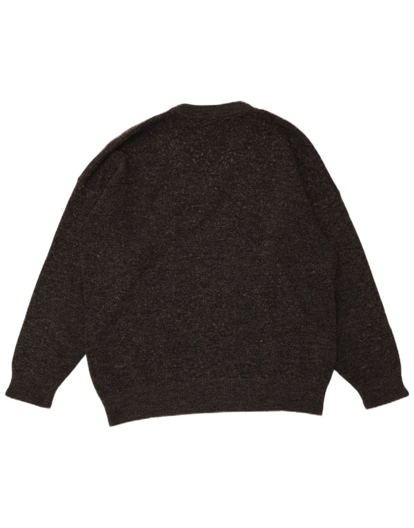 Suéter masculino LACOSTE com decote em V tamanho 6 XL lã cinza