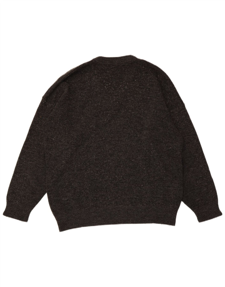 Suéter masculino LACOSTE com decote em V tamanho 6 XL lã cinza