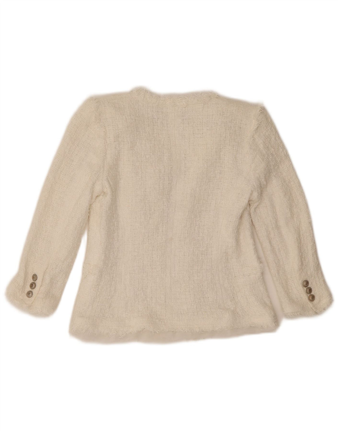 Jaqueta blazer feminina Zara crop manga 3/4 Reino Unido 8 pequena branca