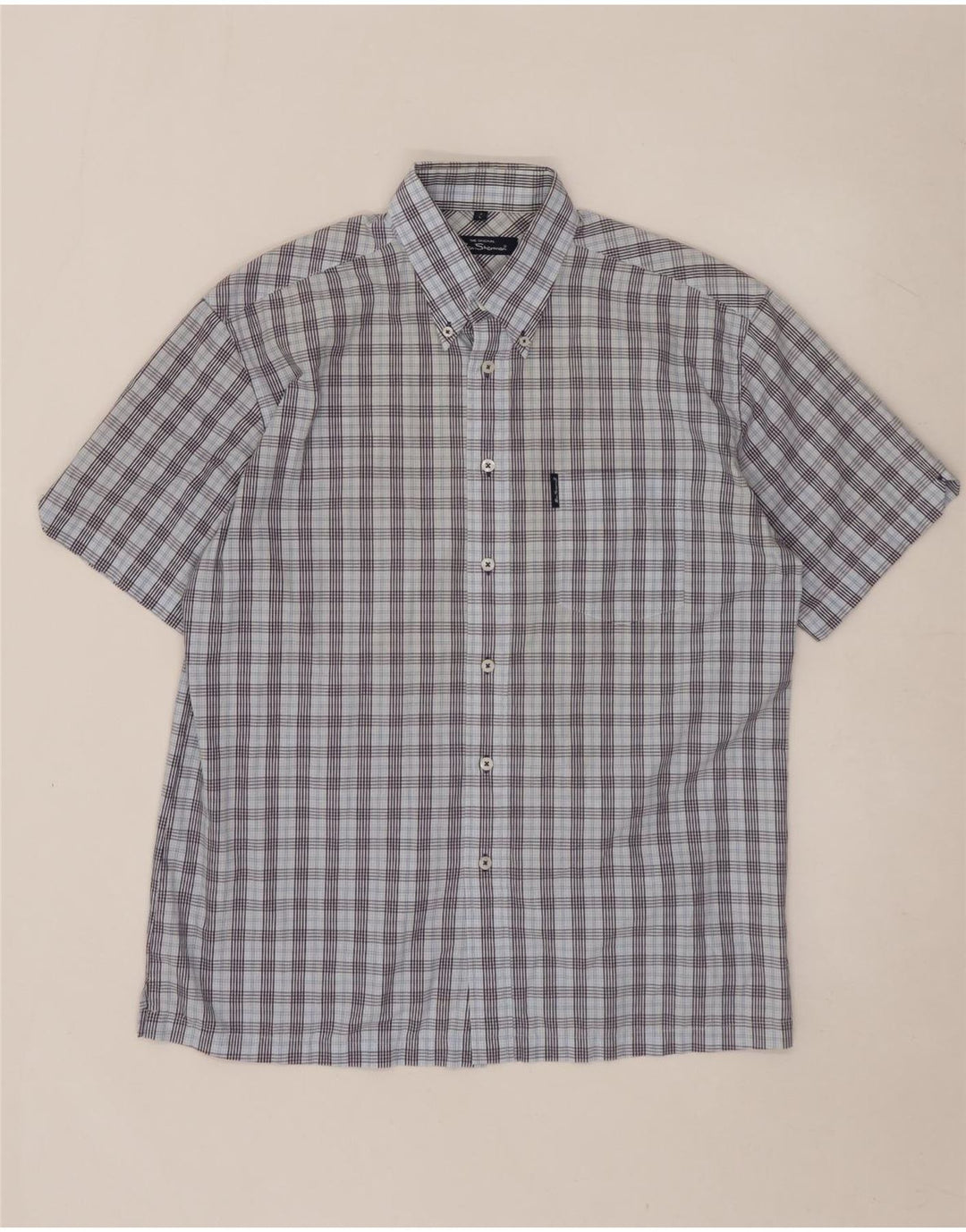 Camisa masculina de manga curta BEN SHERMAN grande xadrez azul