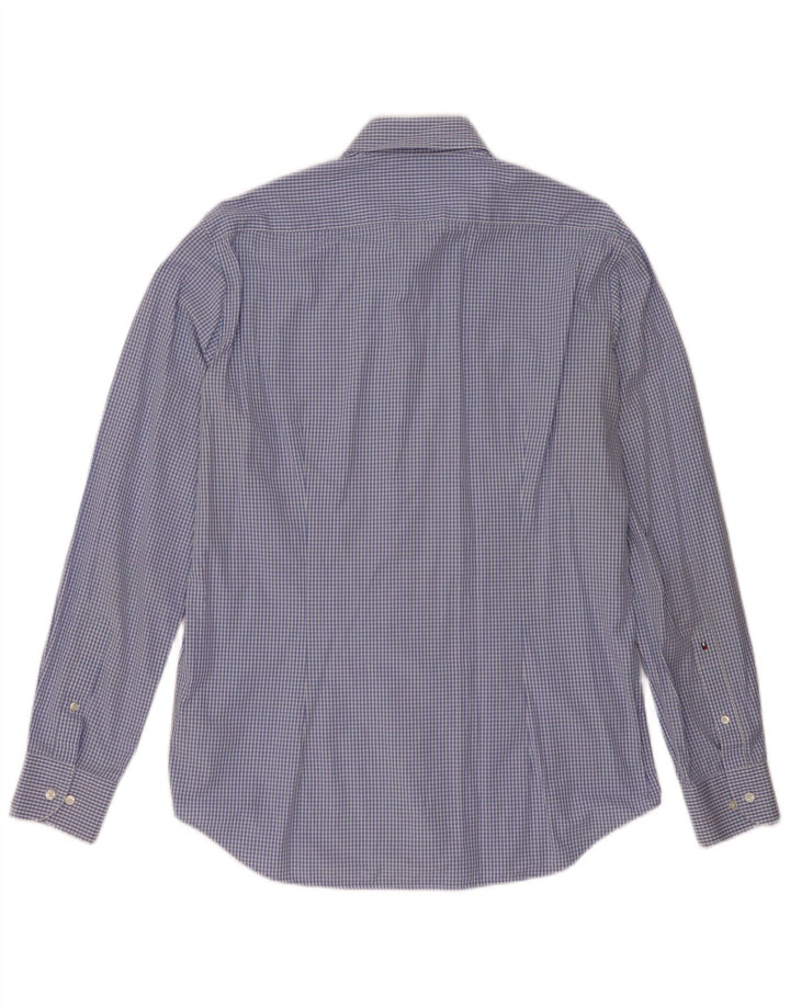 Camisa masculina Tommy Hilfiger sob medida ajustada tamanho 41 16 grande azul guingão