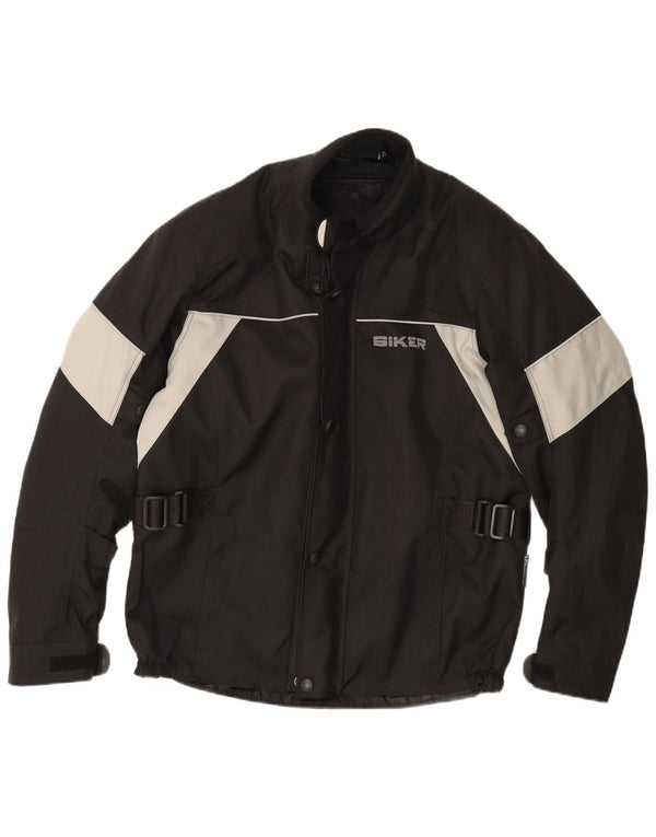 Jaqueta masculina de motociclista tamanho 50 poliéster colorblock preto médio