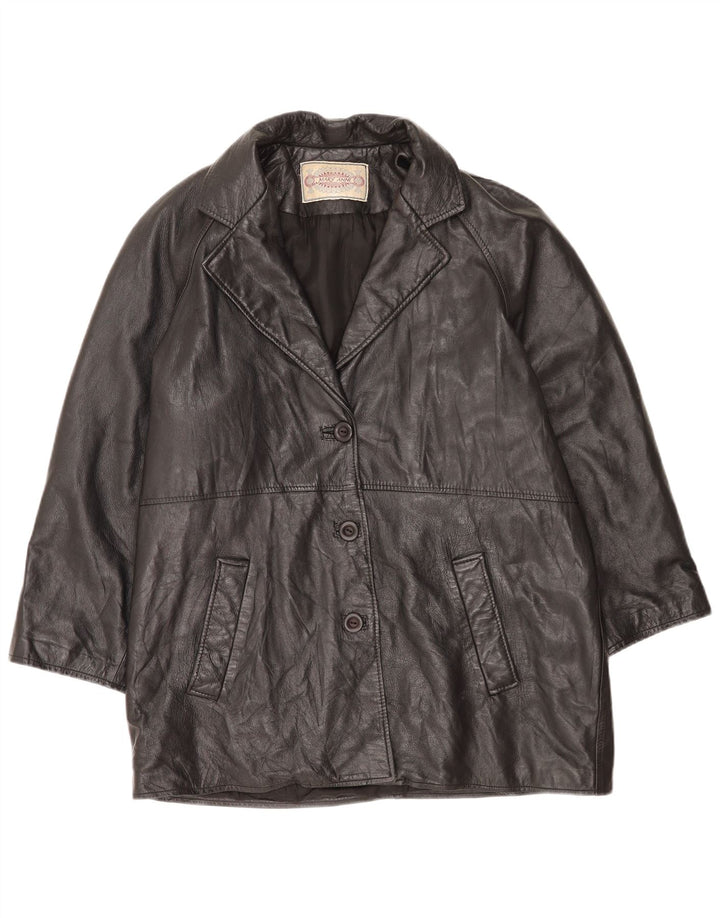 Jaqueta de couro feminina Mary Anne UK 18 XL preta