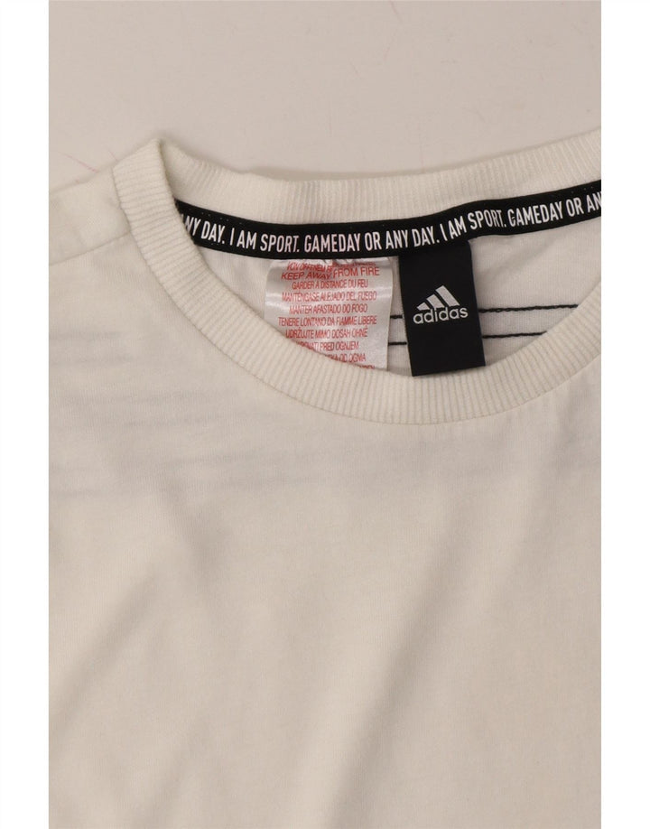 ADIDAS Girls T-Shirt Top 11-12 Years White Cotton Vintage Adidas and Second-Hand Adidas from Messina Hembry 