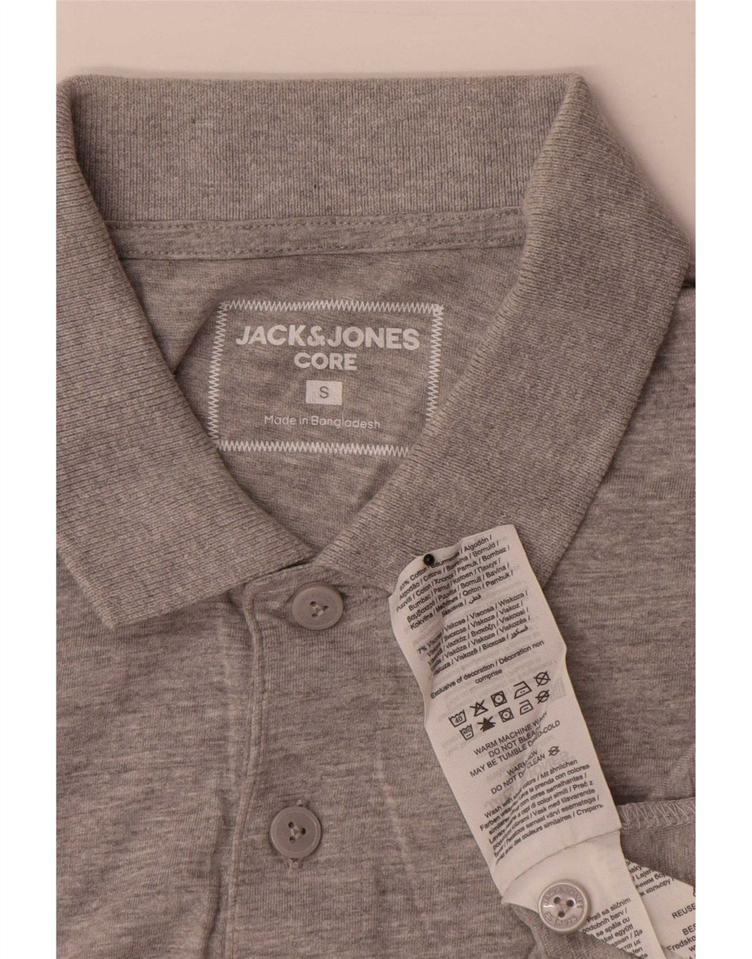 Camisa polo masculina Jack & Jones pequena cinza algodão