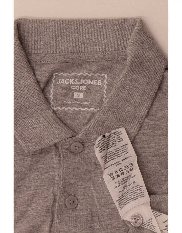 Camisa polo masculina Jack & Jones pequena cinza algodão