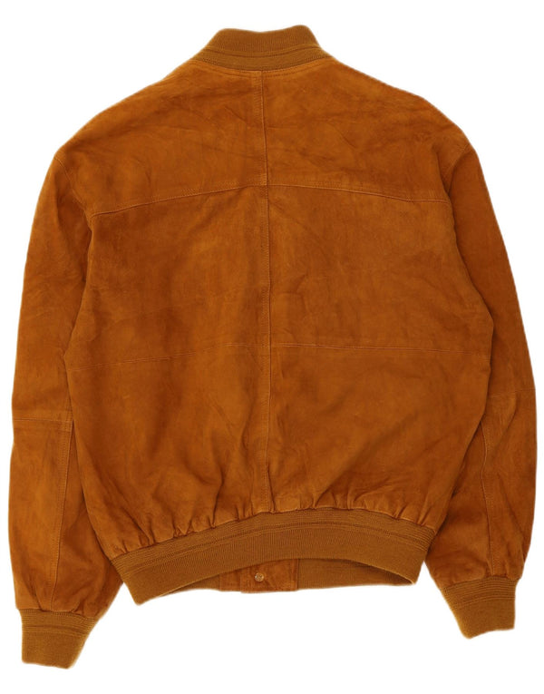 Jaqueta bomber masculina vintage de camurça IT 48 couro bege médio