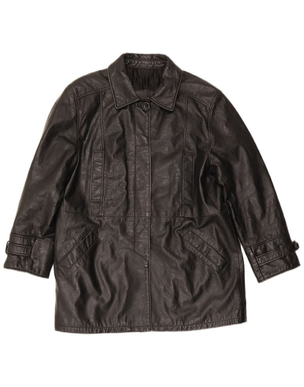 Casaco de couro feminino Lavorazione Artigiana IT 46 grande preto