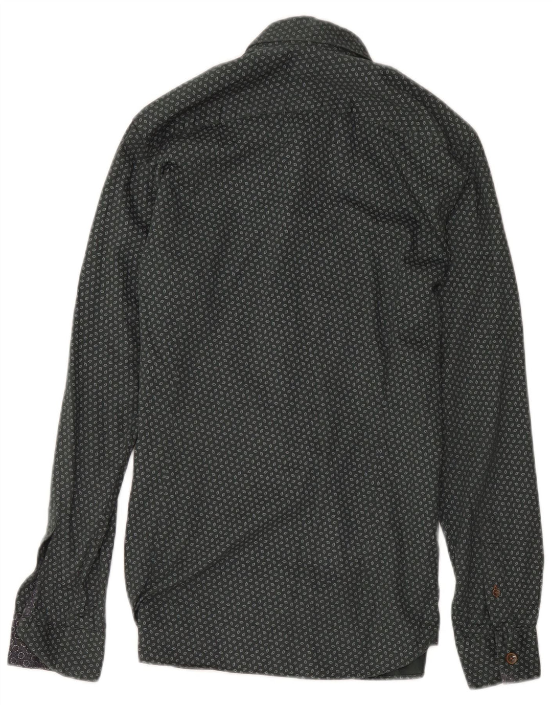Camisa masculina Ted Baker tamanho 2 pequeno algodão geométrico verde