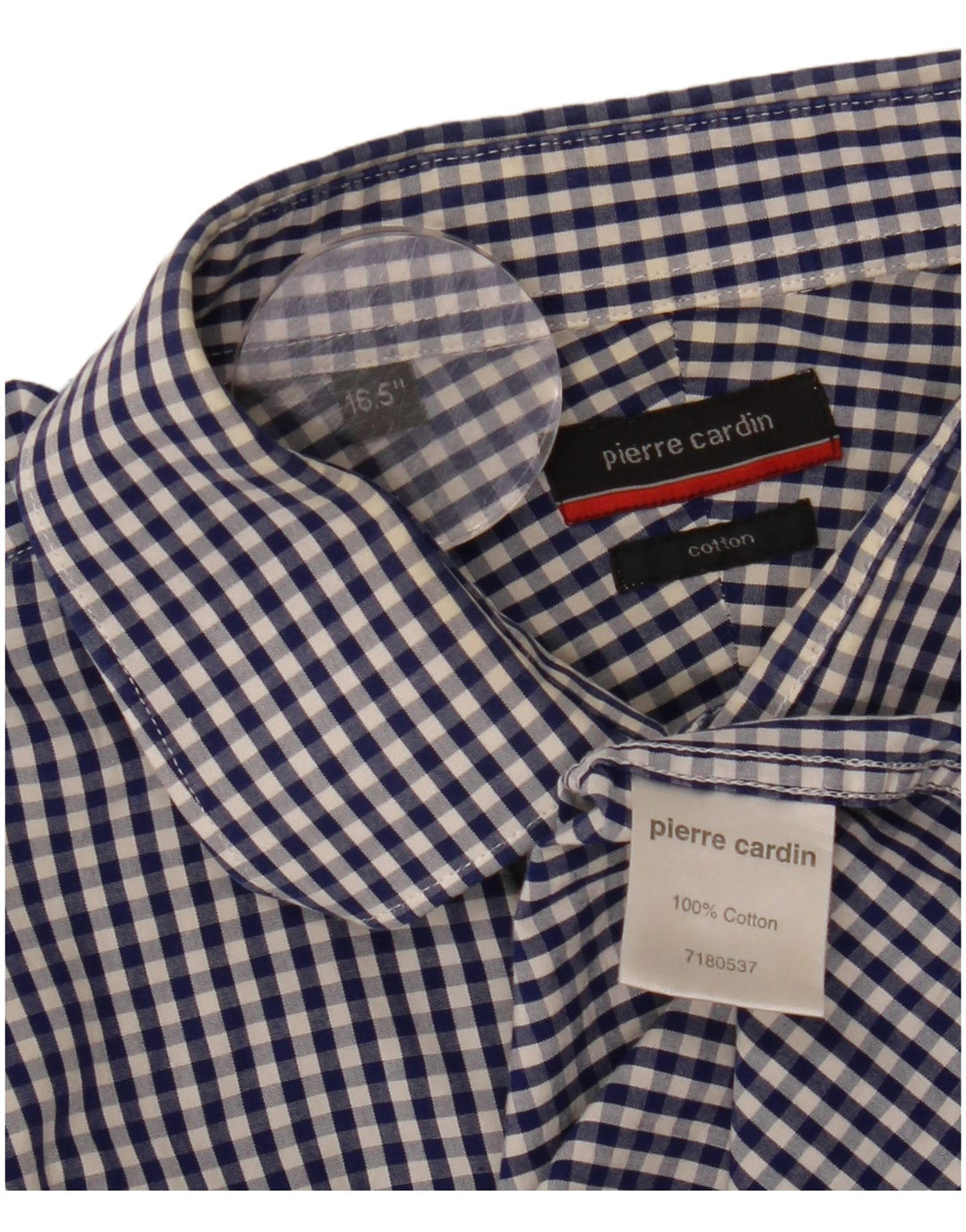 Camisa masculina Pierre Cardin tamanho 16 1/2 grande algodão guingão azul marinho