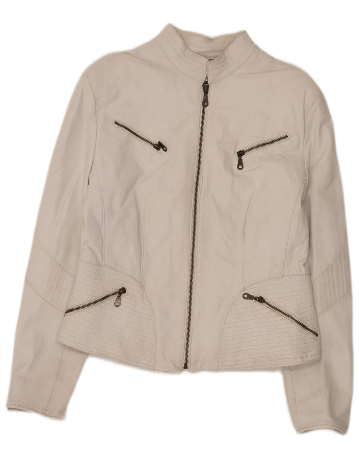 Jaqueta feminina de couro Schegge IT 52 2XL branca
