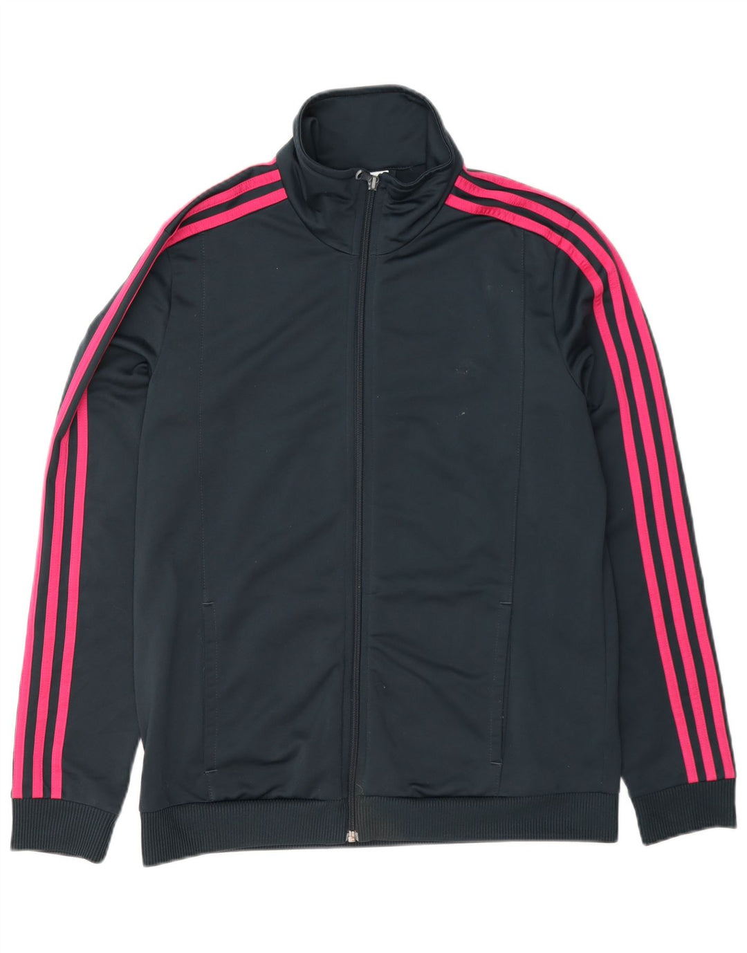Adidas Womens Tracksuit Top Jacket UK 12/14 Médio Azul Marinho Poliéster