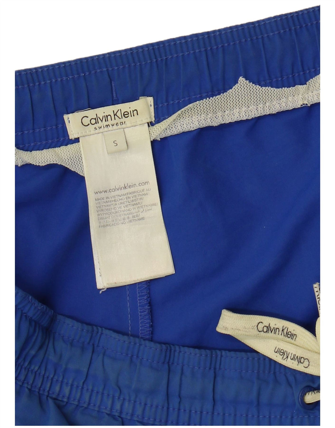 Shorts de natação masculino Calvin Klein gráfico pequeno azul poliéster