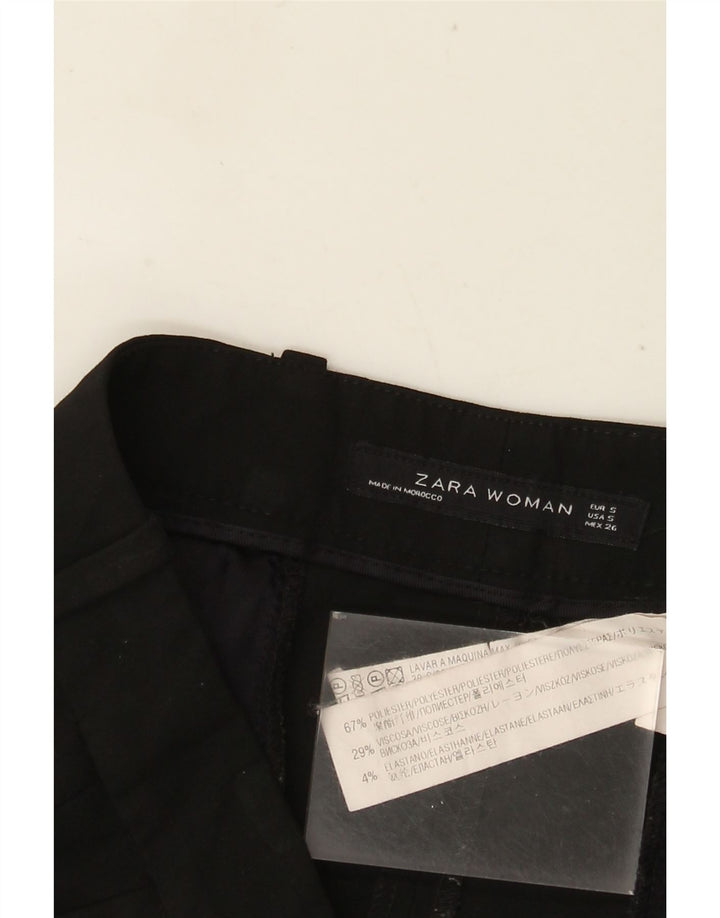 Calça chino reta feminina ZARA pequena W26 L26 poliéster preto
